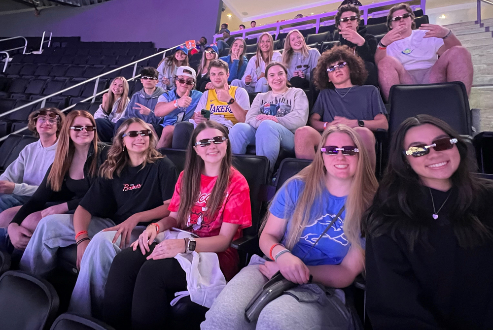 Rockford students enjoy the Pistons game at Little Caesars Arena. 