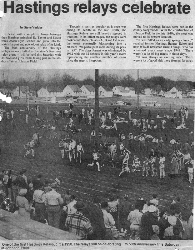 The author wrote on the 50th anniversary of the Relays for the Hastings Banner nearly 40 years ago.