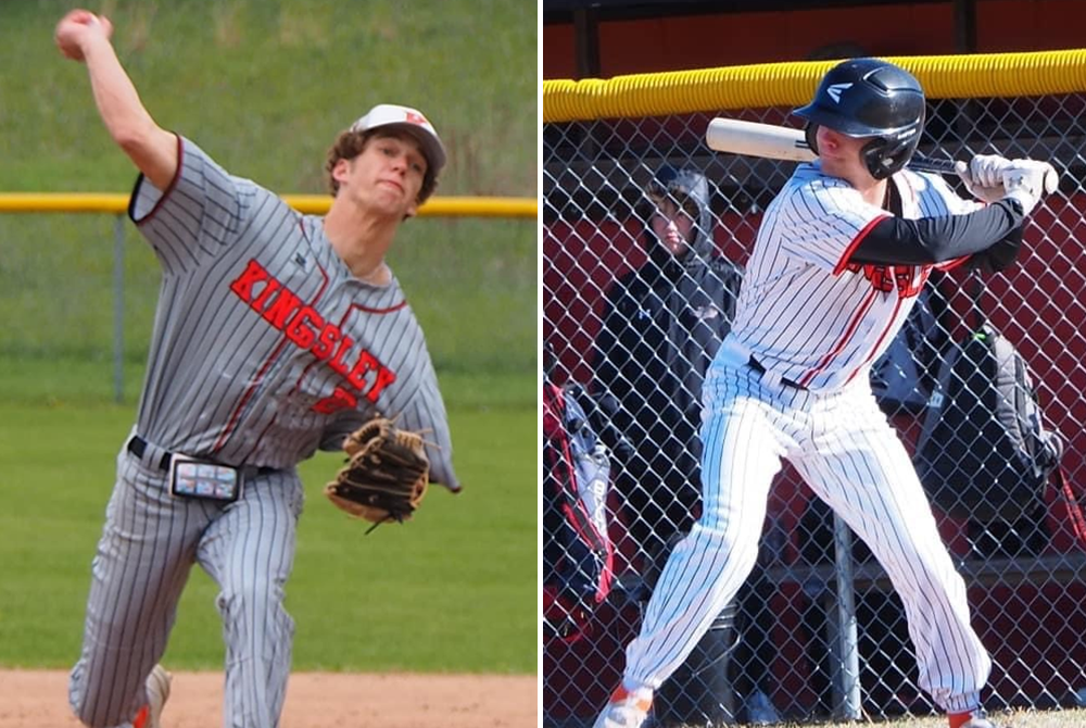 Eli Graves, left, and Gavyn Merchant are among standouts for Kingsley’s baseball team again this spring. 